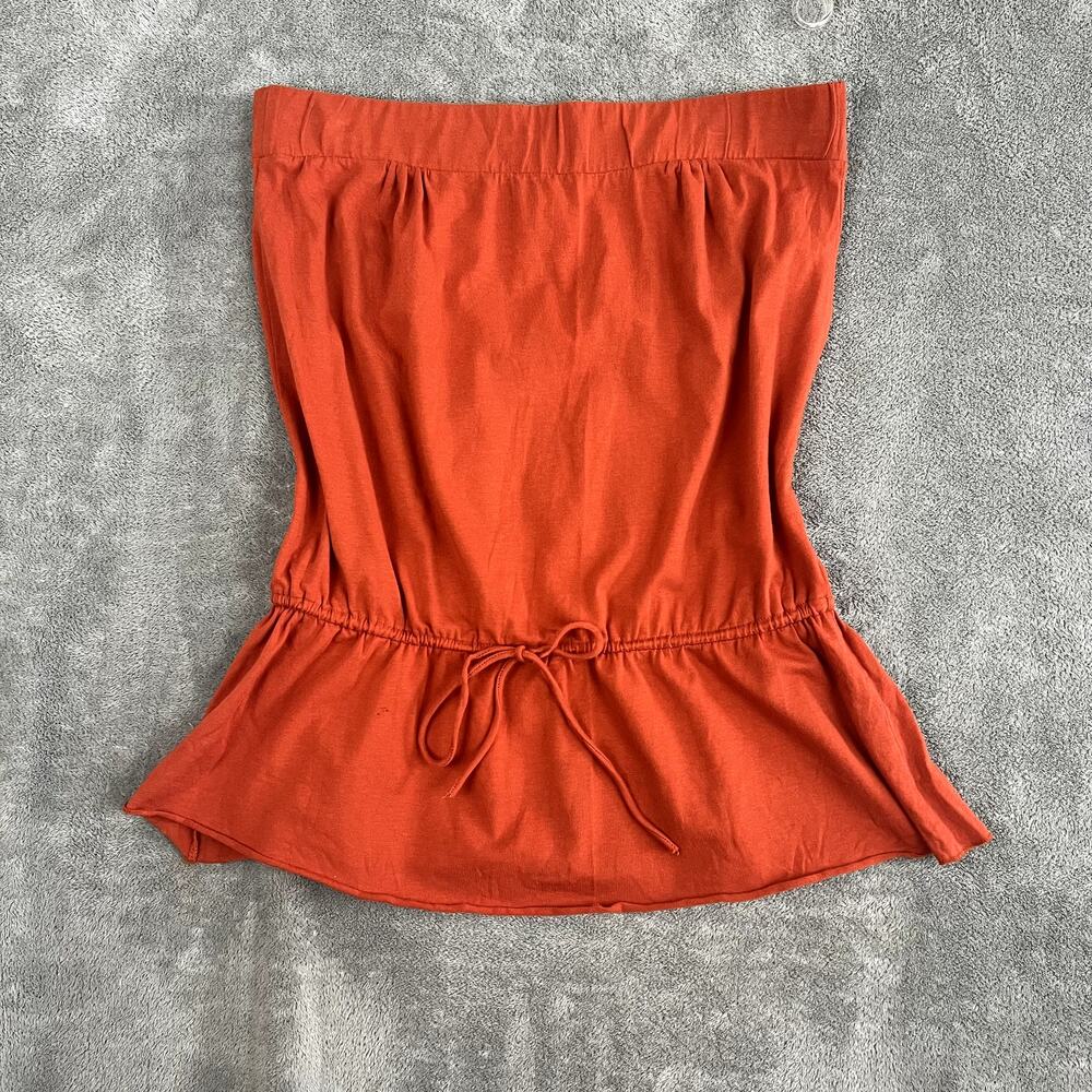 Vintage Y2K Tube Top Womens XL Orange Tie Waist Beachy‎ Festival